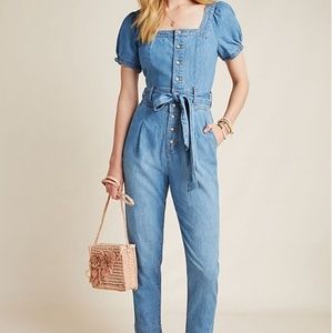 Anthropologie Pilcro Square-Necked Denim Jumpsuit